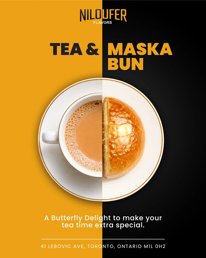 Tea & Chai Brands creative ad: Split circle: half chai, half bun
