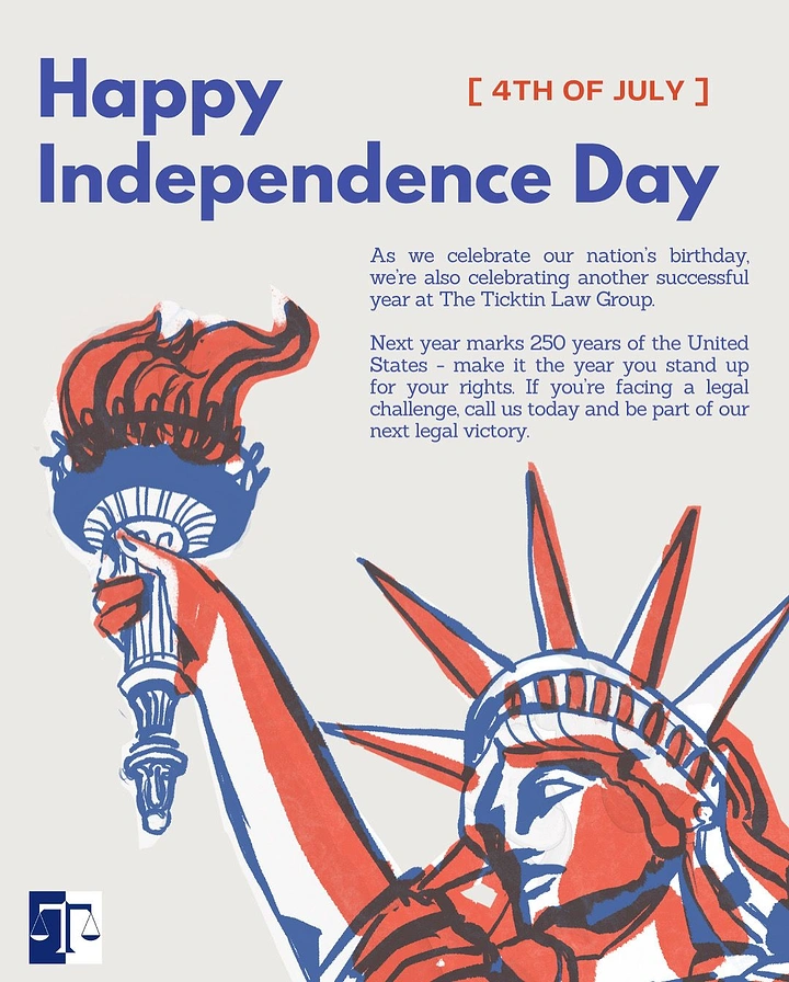 Independence Day creative ad: Hand-drawn two-colour risograph-style Statue of Liberty holding a torch