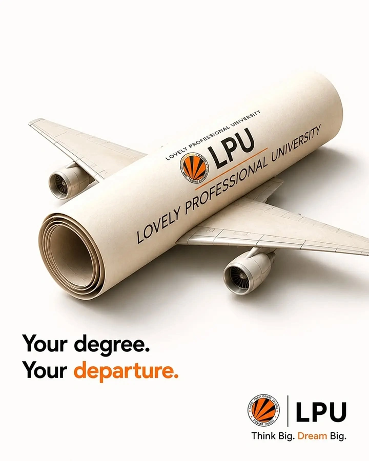 Universities & Colleges creative ad: Degree scroll becomes a departure metaphor
