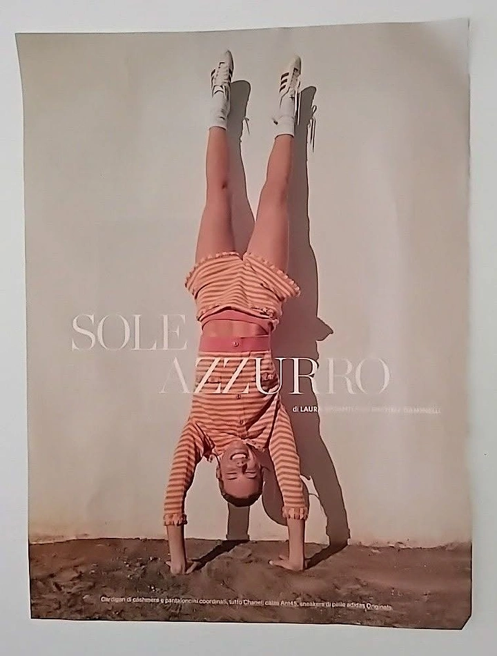 Kids Clothing creative ad: Photographed poster print, editorial handstand
