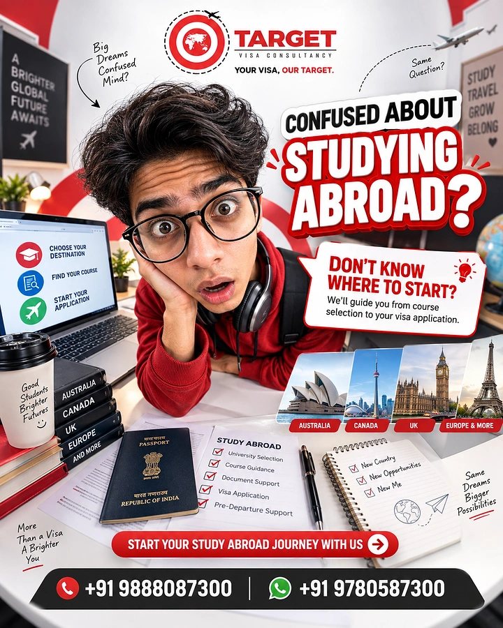 Study Abroad Consultants creative ad: Confusion concept drives visual storytelling