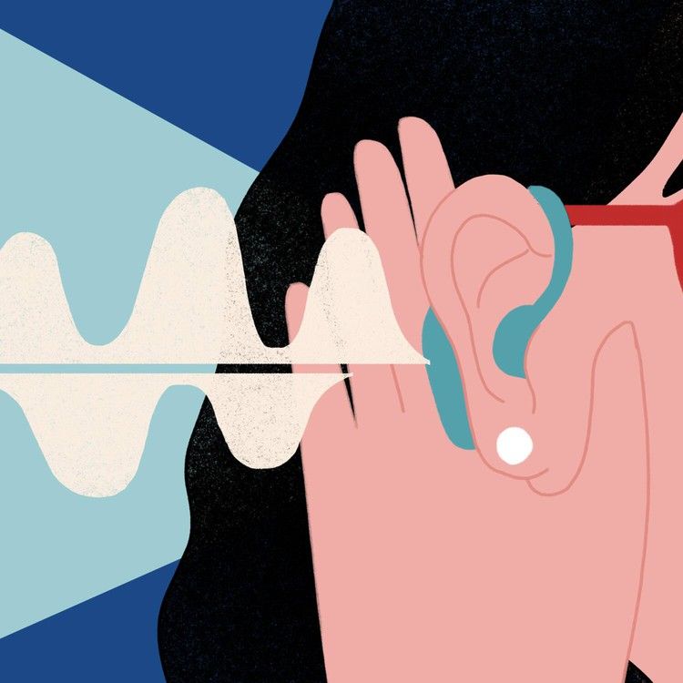 Instagram post: Graphic illustration, sound wave through ear