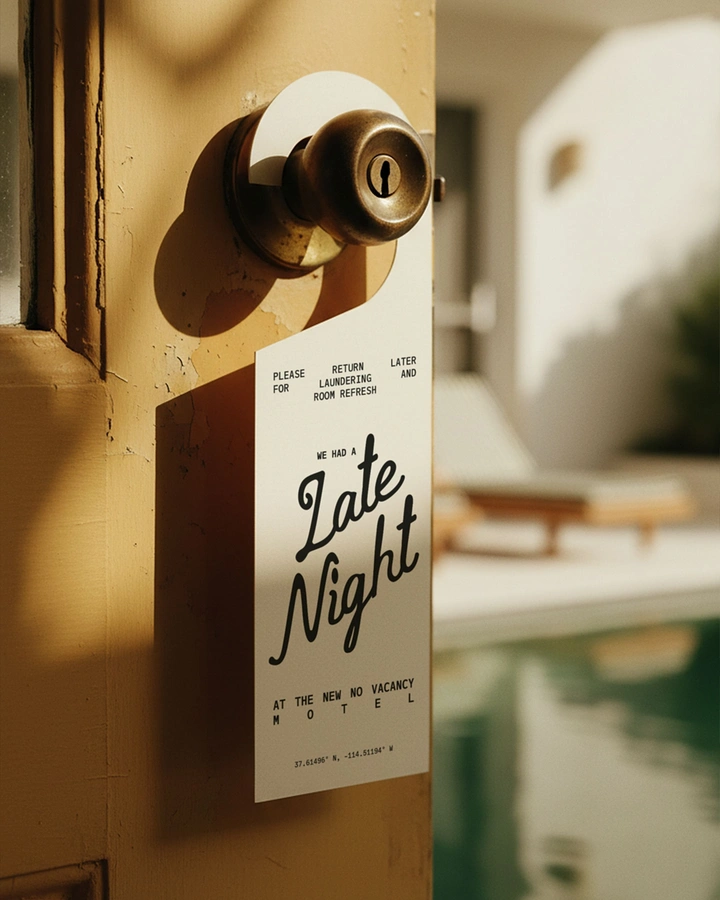 Creative ad: Door hanger on a brass knob of a motel door