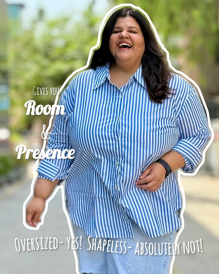 Plus-Size Fashion creative ad: Witty shapelessness contrast, strong fashion post