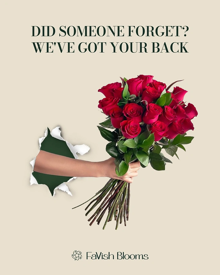 Florists creative ad: Hand bursting through paper delivers rescue roses