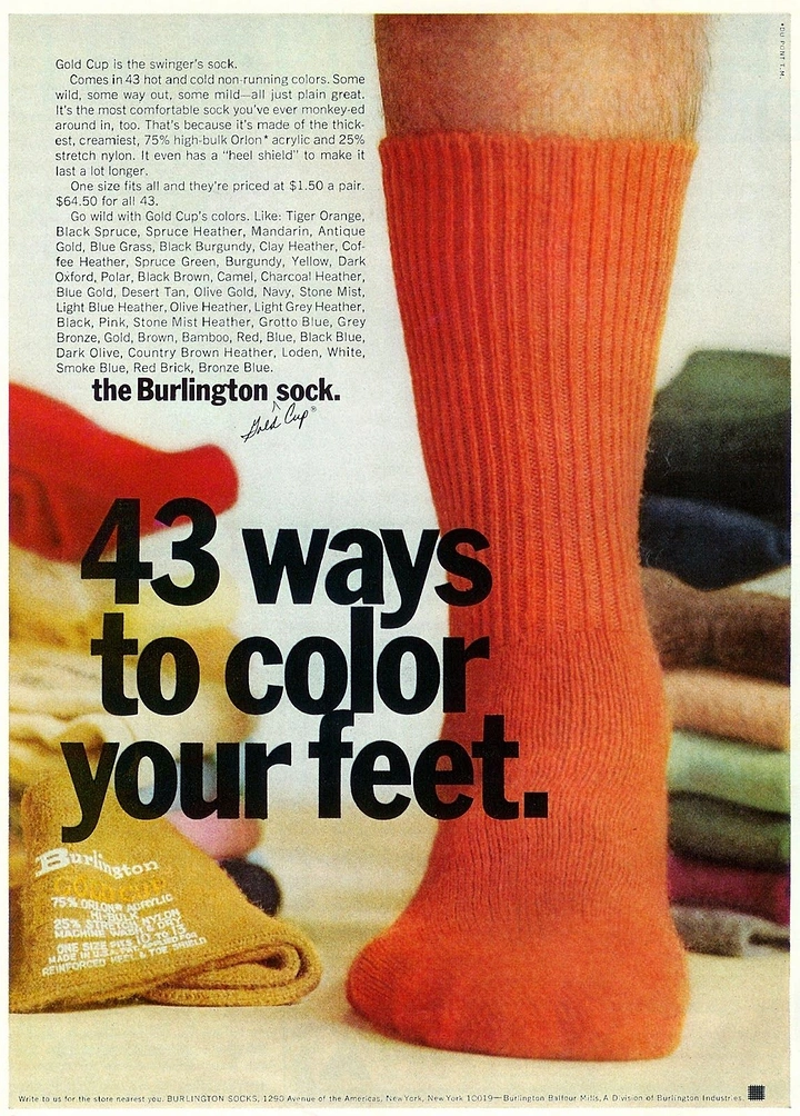 Socks Brands creative ad: Bold archival copy and color concept