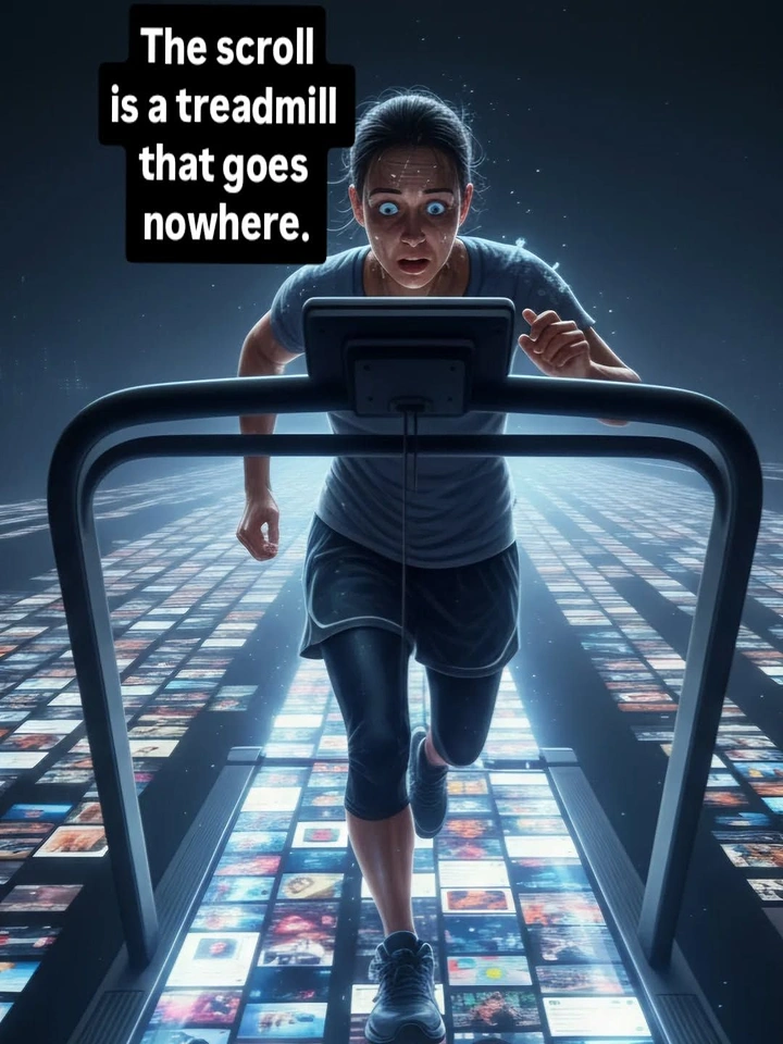 Fitness Equipment Stores creative ad: Scroll-to-treadmill visual pun lands