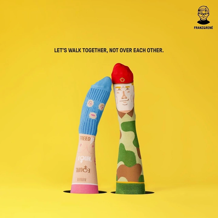 Socks Brands creative ad: Socks become characters with witty copy