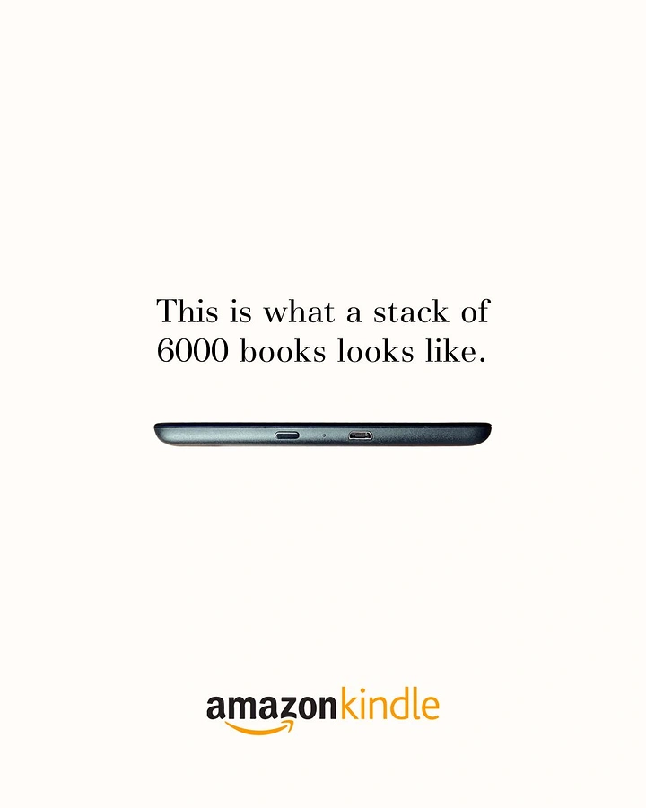 Bookstores creative ad: Kindle edge as 6000-book stack