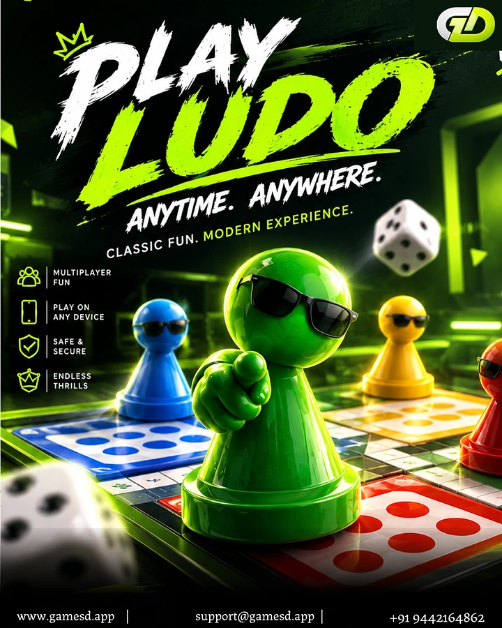 Board Games & Game Cafes creative ad: Ludo pieces become playful characters