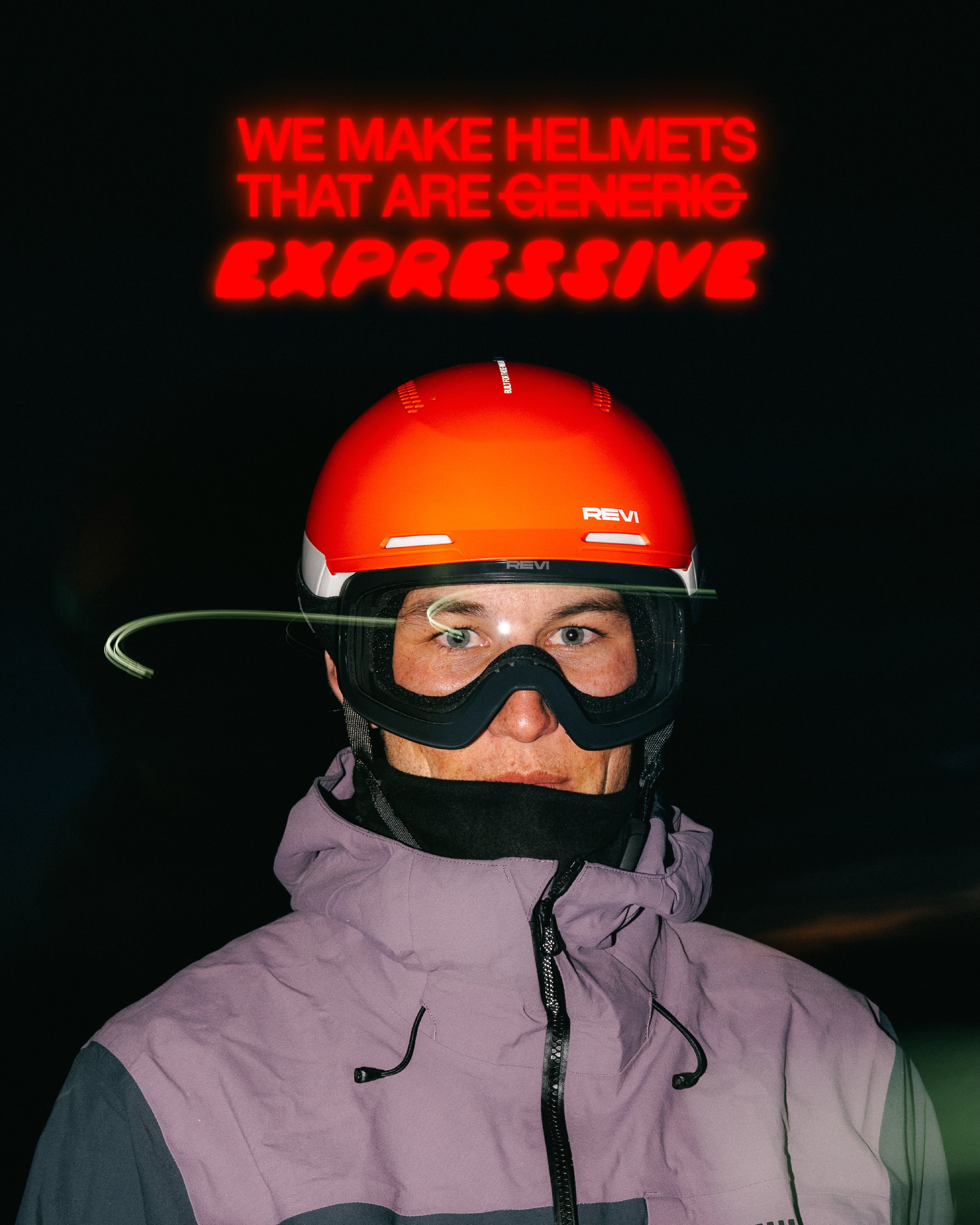 Instagram post: Expressive helmet positioning with bold copy