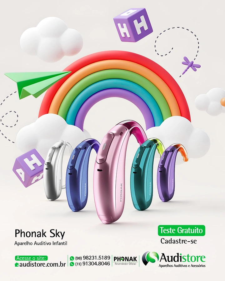 Hearing Aids creative ad: Colourful kids' aids form rainbow arch