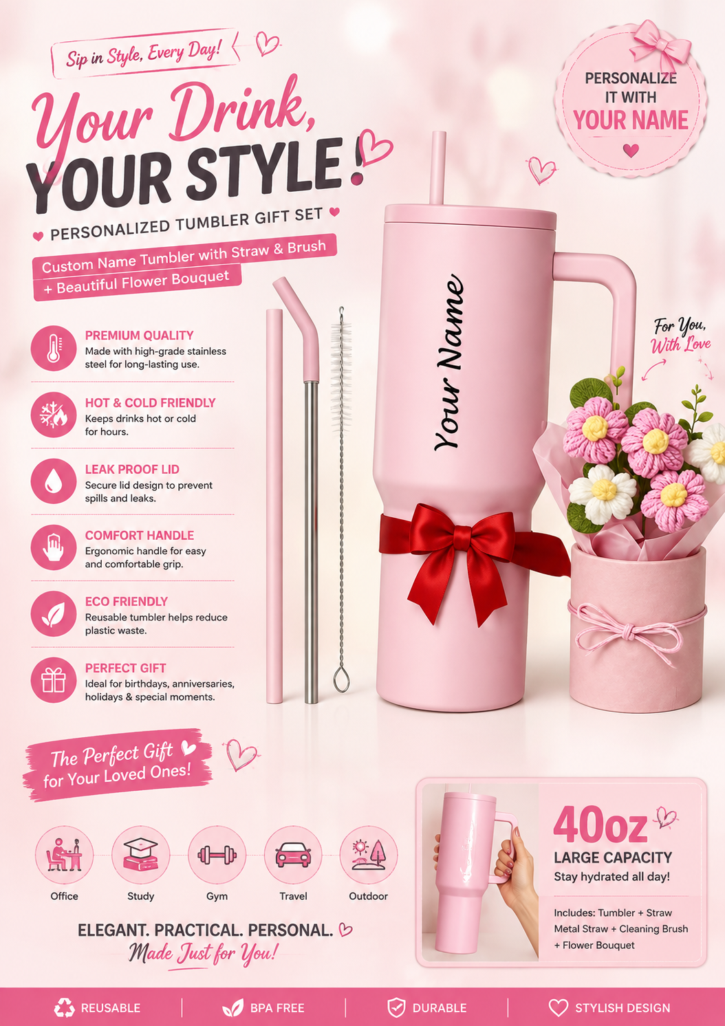 Story: Tumbler transformed into floral gift