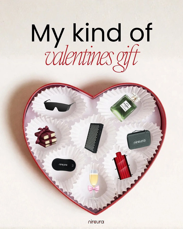 Valentine's Day creative ad: Heart chocolate box filled with gifts and gadgets instead of chocolates