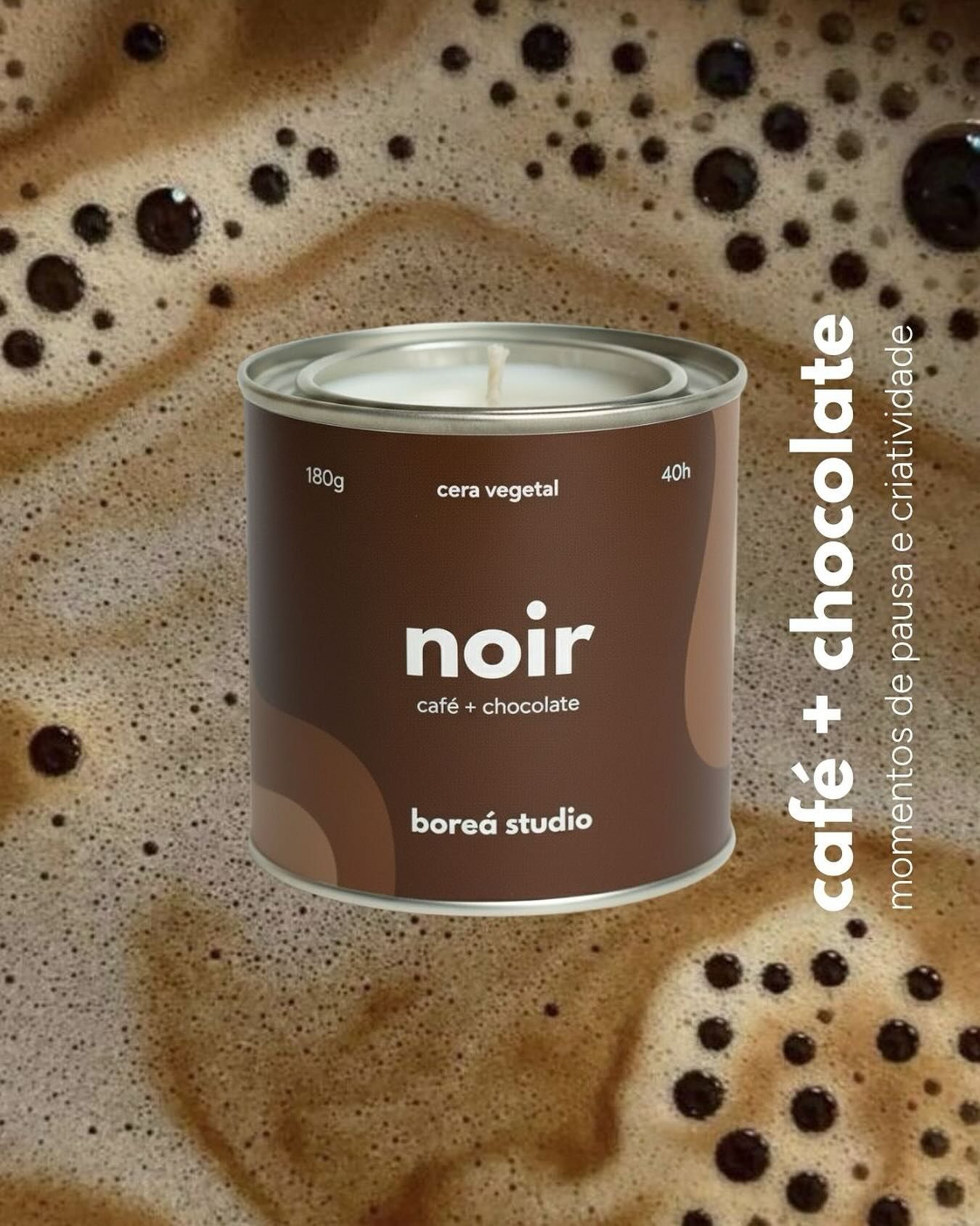 Instagram post: Candle on coffee foam, scent visualized