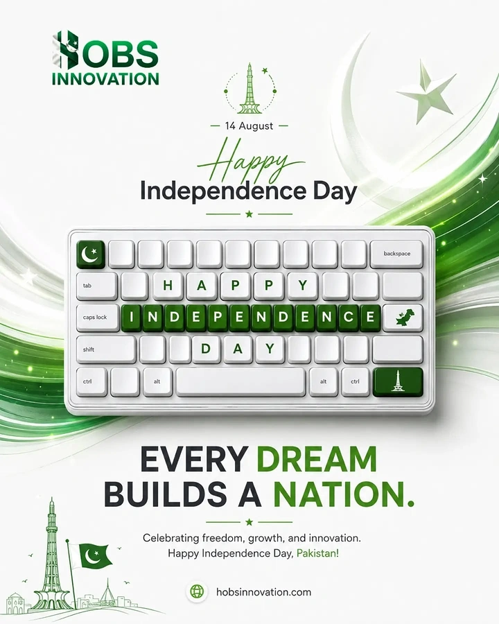 Independence Day creative ad: Keyboard keys spell Independence Day greeting