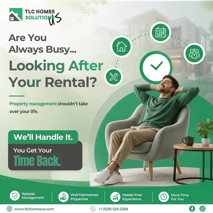 Property Management creative ad: Relaxation visualizes outsourced rental work
