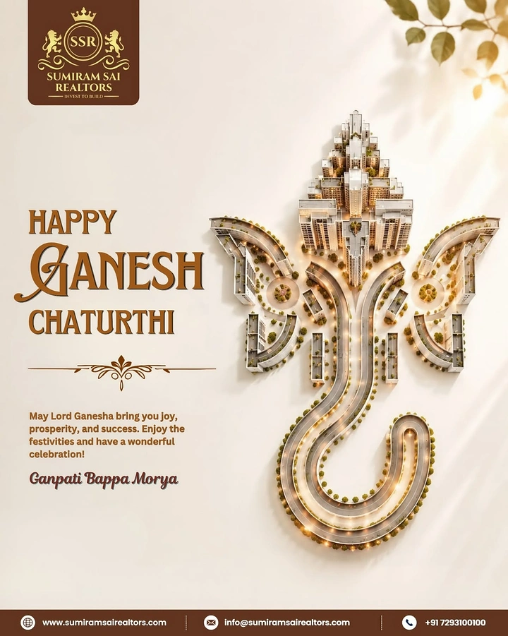 Ganesh Chaturthi creative ad: Aerial township model forming Ganesha shape