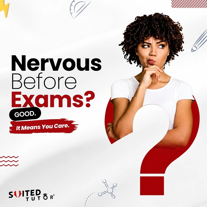 Test Prep & Exam Coaching creative ad: Nervous student becomes question-mark metaphor