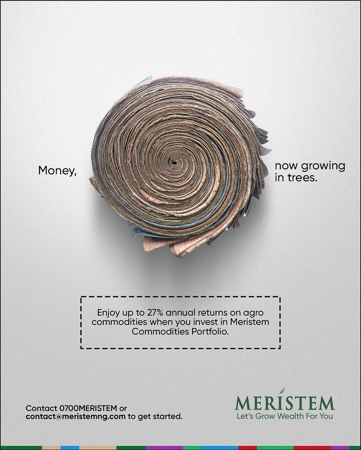 Finance & Banking creative ad: Rolled banknotes forming a tree-trunk cross-section