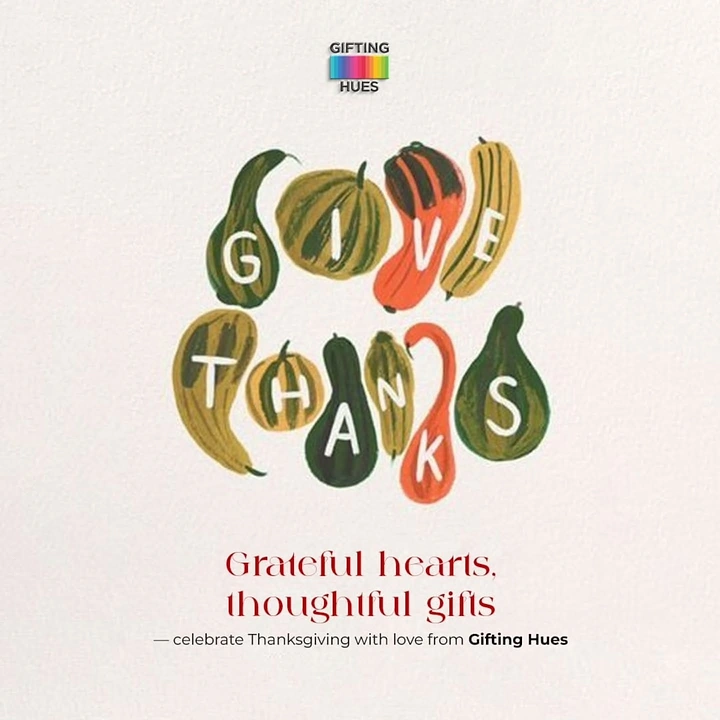 Thanksgiving creative ad: Painted gourds, each carrying one letter