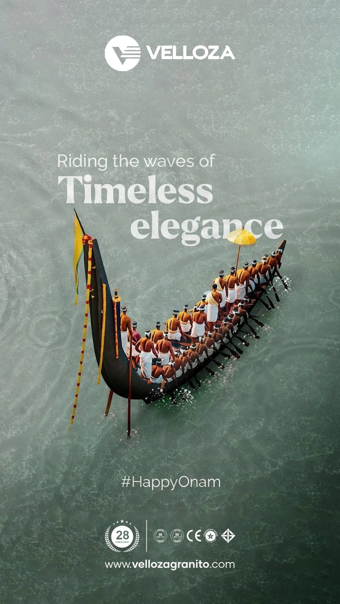 Aerial view of Kerala snake boat with rowers