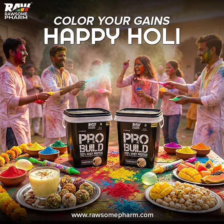 Holi creative ad: 'Color your gains' protein pun