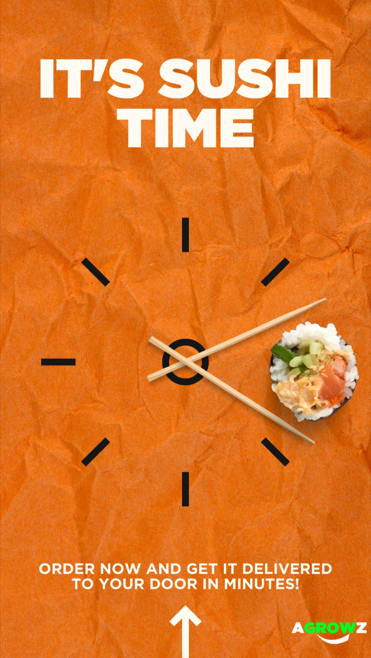 Story: Chopsticks and sushi form a clock, slide 1
