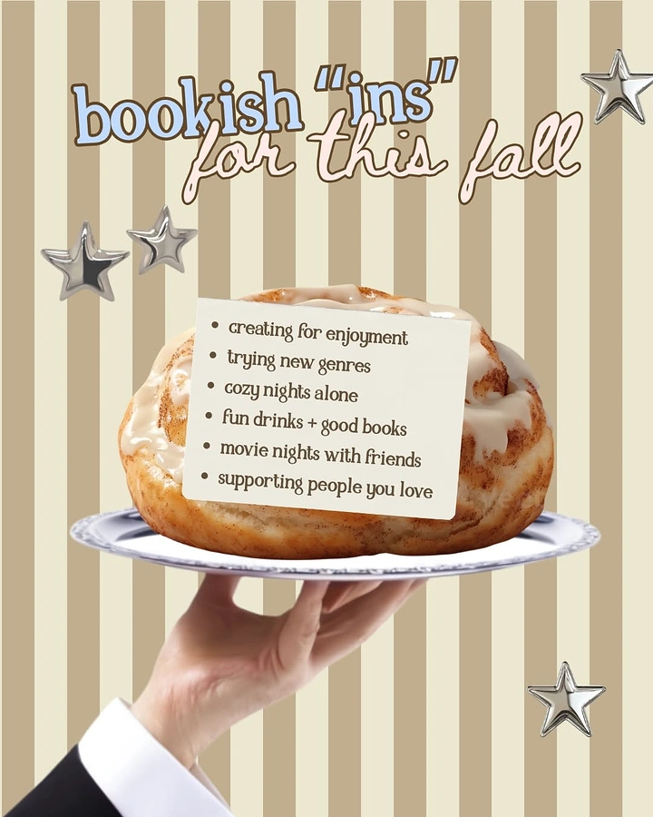 Bookstores creative ad: Fall list served on platter, collage wit