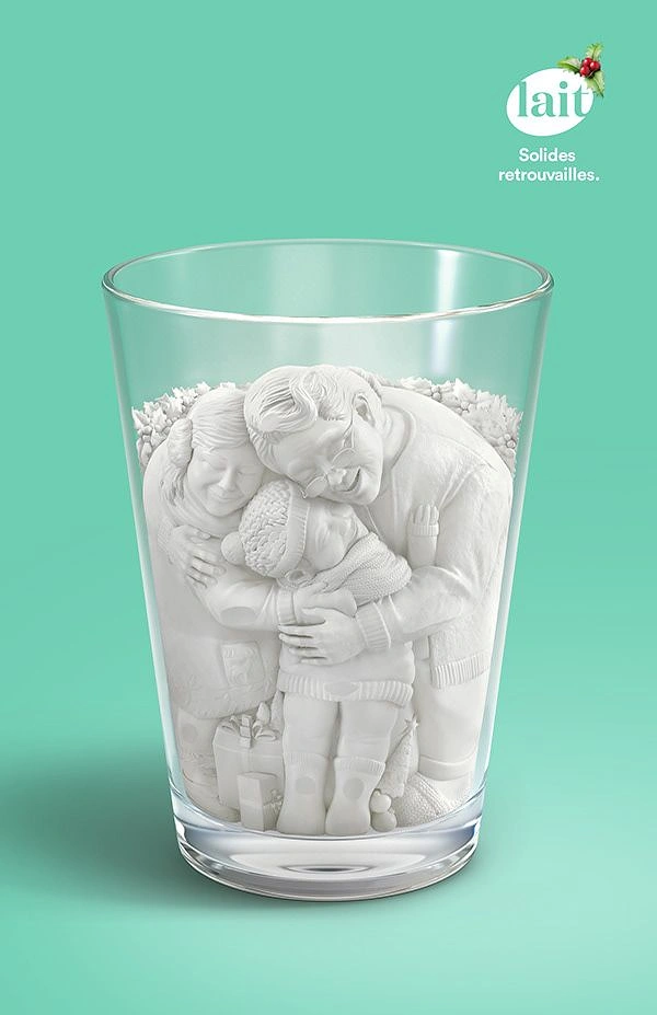 Dairy Brands creative ad: Milk powder sculpted into embracing family