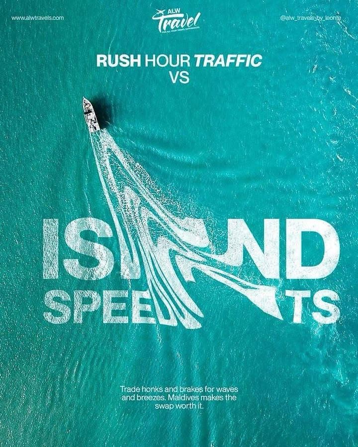 Cruises & Cruise Lines creative ad: Wake and headline create speed metaphor