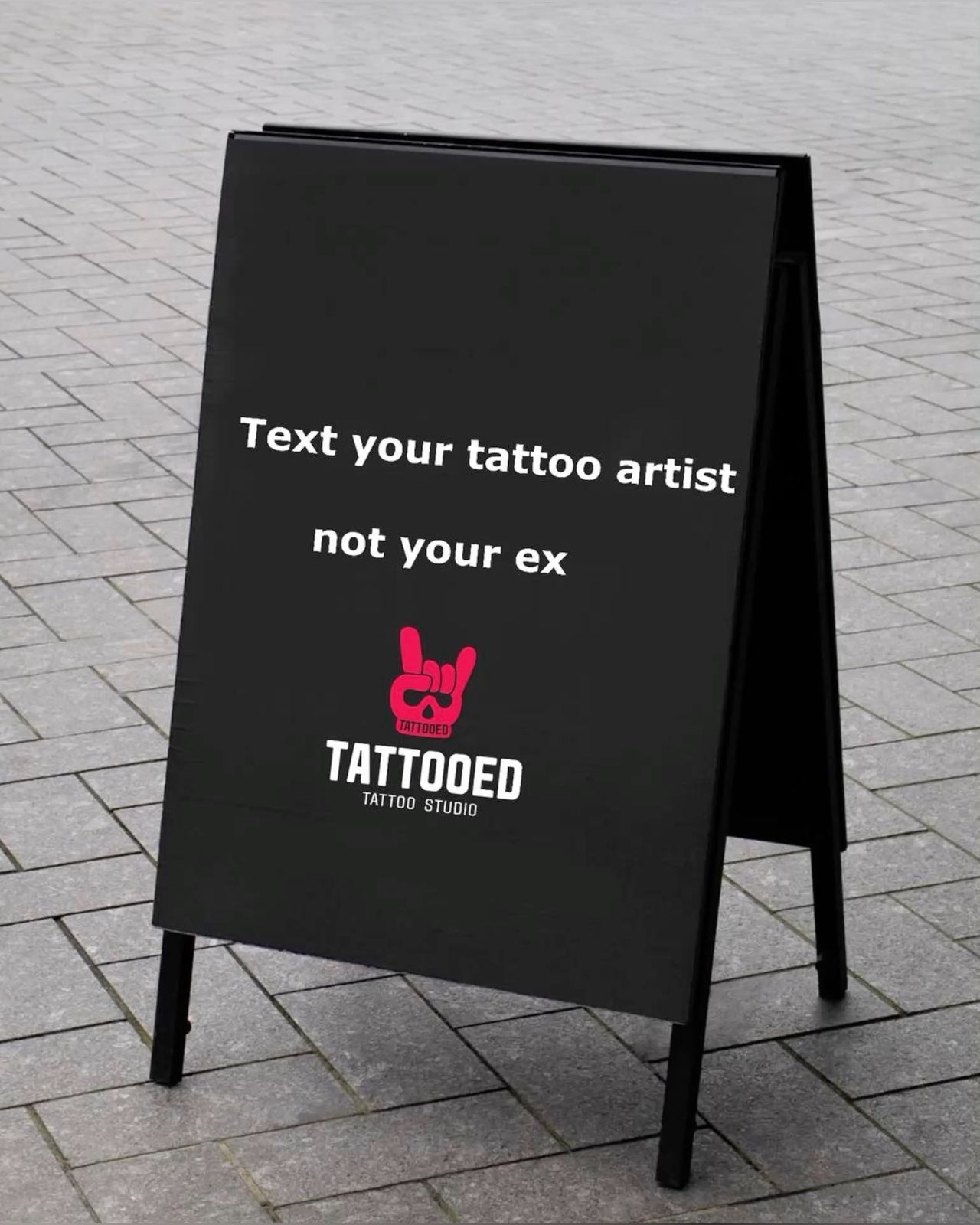 Instagram post: Witty 'text your tattoo artist' sign