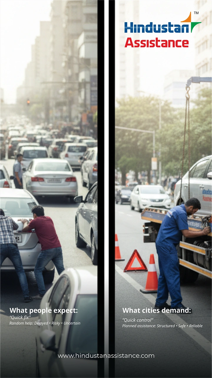 Towing & Roadside Assistance creative ad: Effective split-screen expectation versus demand