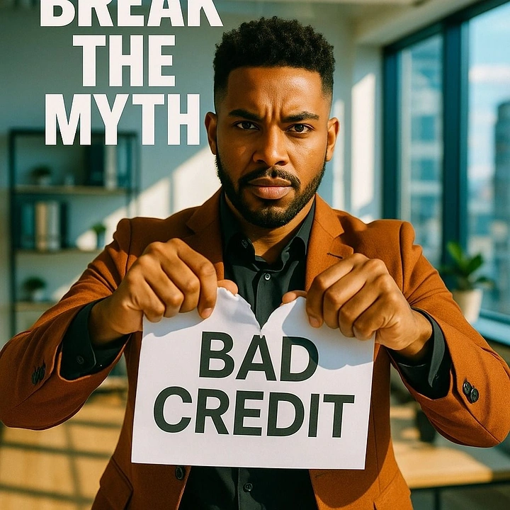Credit Repair & Credit Score Services creative ad: Tearing bad credit sign metaphor