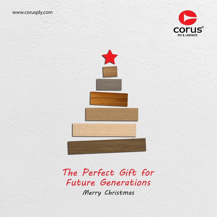 Christmas Instagram post: Christmas tree built from stacked wood laminate strips