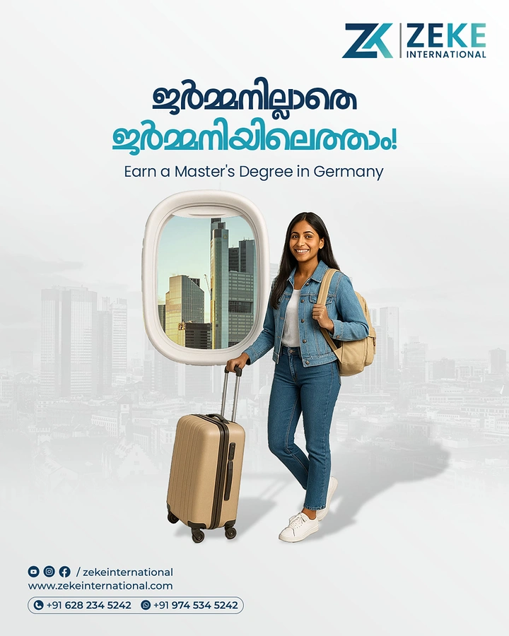 Study Abroad Consultants creative ad: Student emerges from travel suitcase