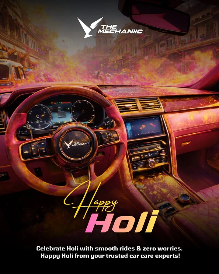 Holi creative ad: Car interior drenched in Holi colors