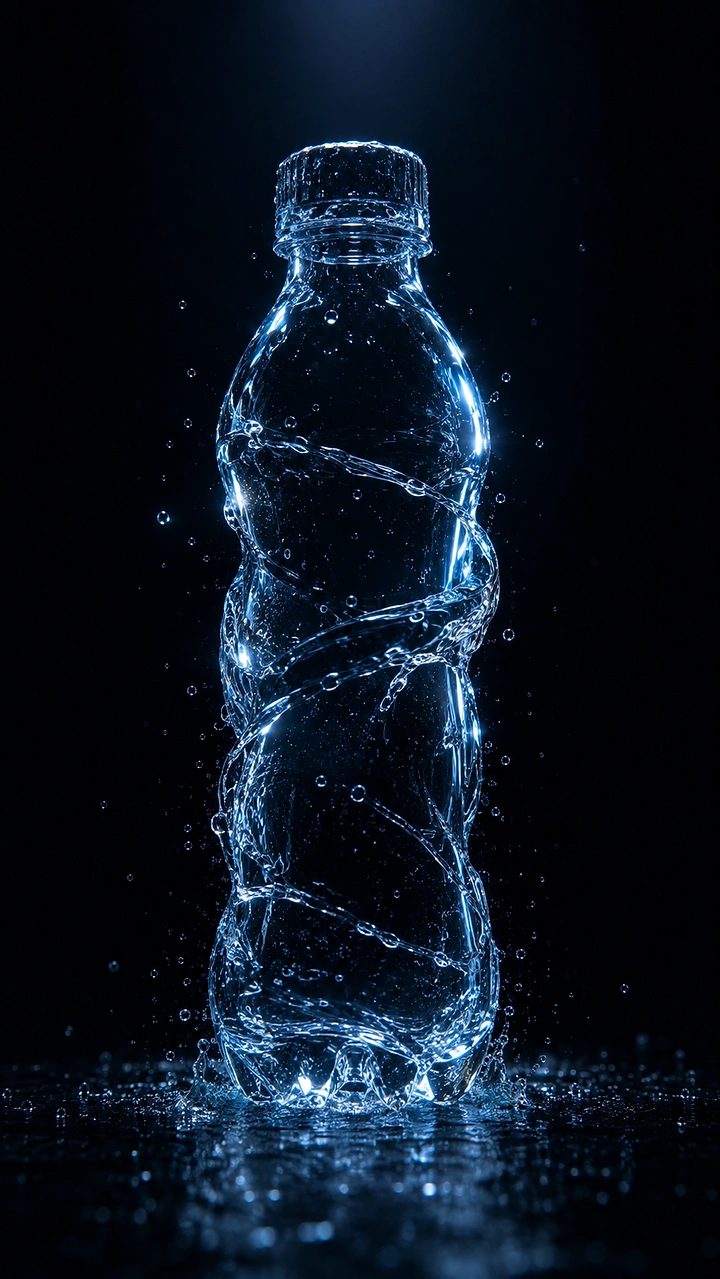 Packaged Drinking Water creative ad: Bottle formed from splashing water