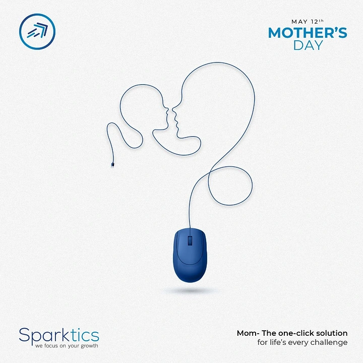 Mother's Day creative ad: A mouse cable forming the profiles of a mother kissing a baby