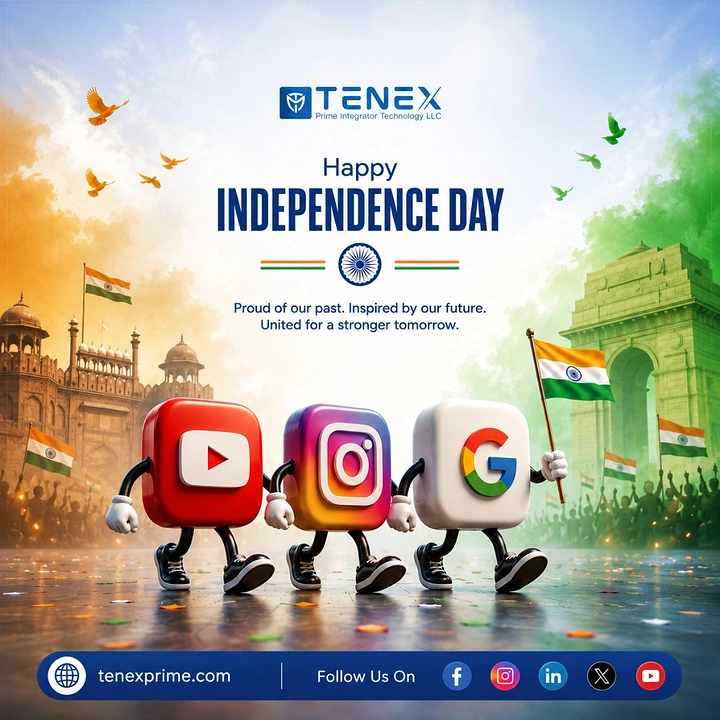 Independence Day creative ad: App icons as characters marching with flag