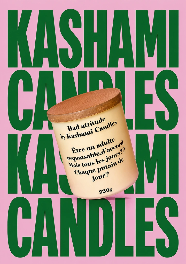 Candles & Home Fragrance creative ad: Giant type poster, witty bad-attitude label