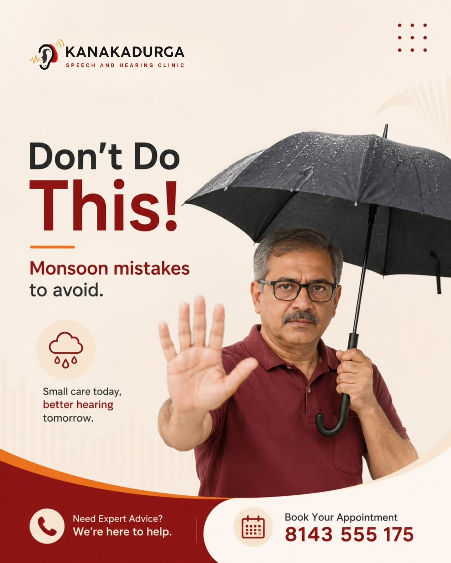 Instagram post: Monsoon umbrella stop-gesture, seasonal tie-in, slide 1