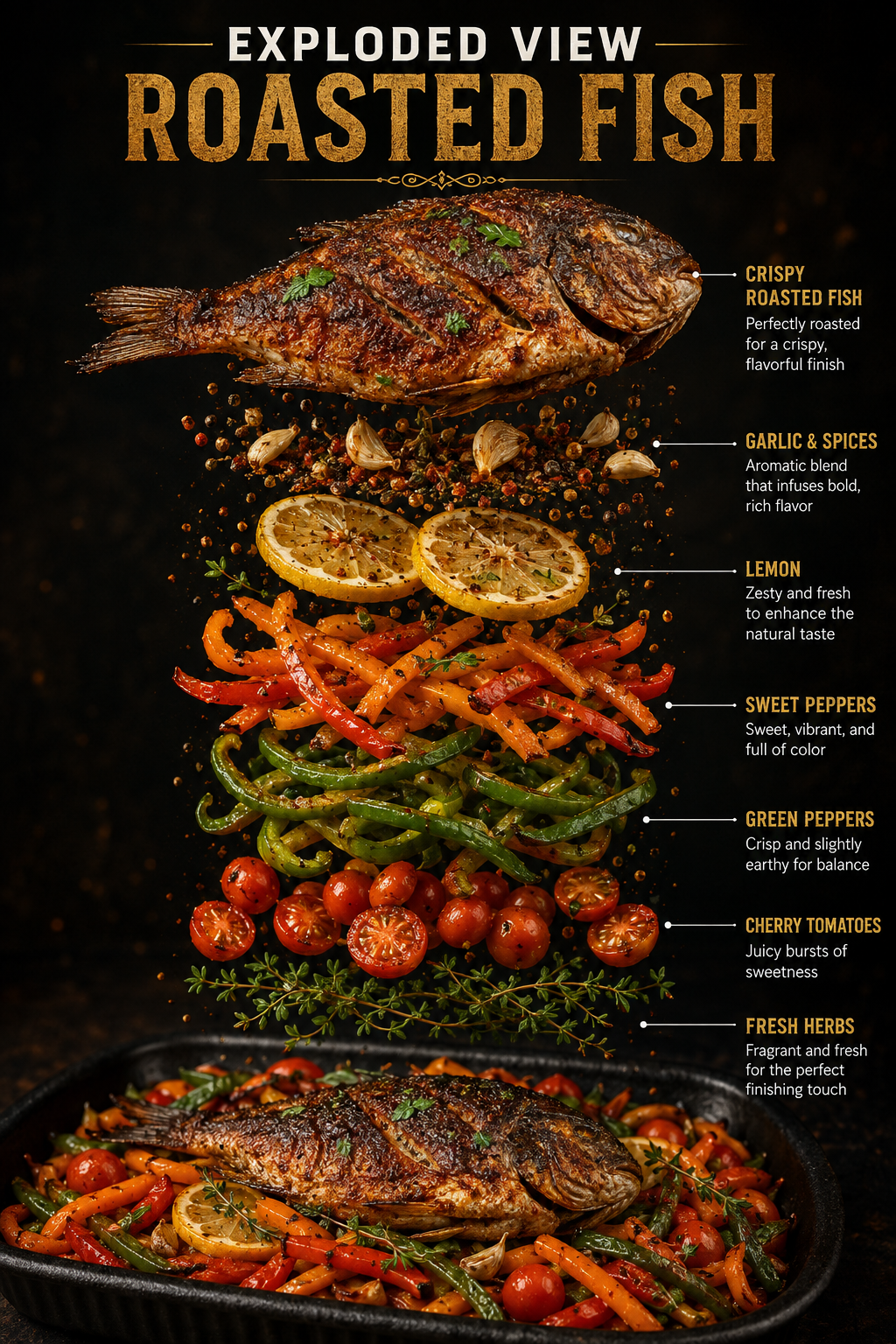 Story: Exploded-view roasted fish concept
