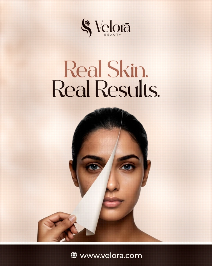 Skin & Cosmetic Clinics creative ad: Peeling skin like paper reveals real skin