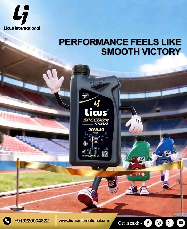 Engine Oil & Lubricants creative ad: Sports victory metaphor for performance