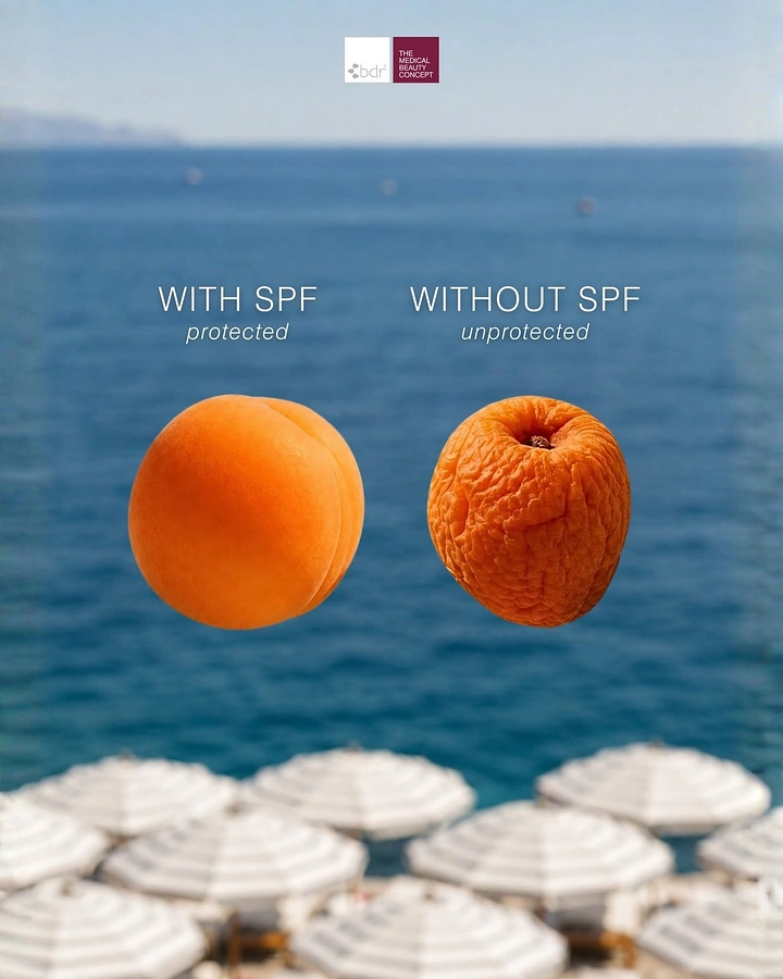 Sunscreen & Sun Care creative ad: Protected versus unprotected fruit metaphor