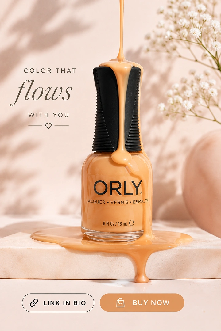 Nail Polish Brands creative ad: Flowing polish reinforces the campaign copy