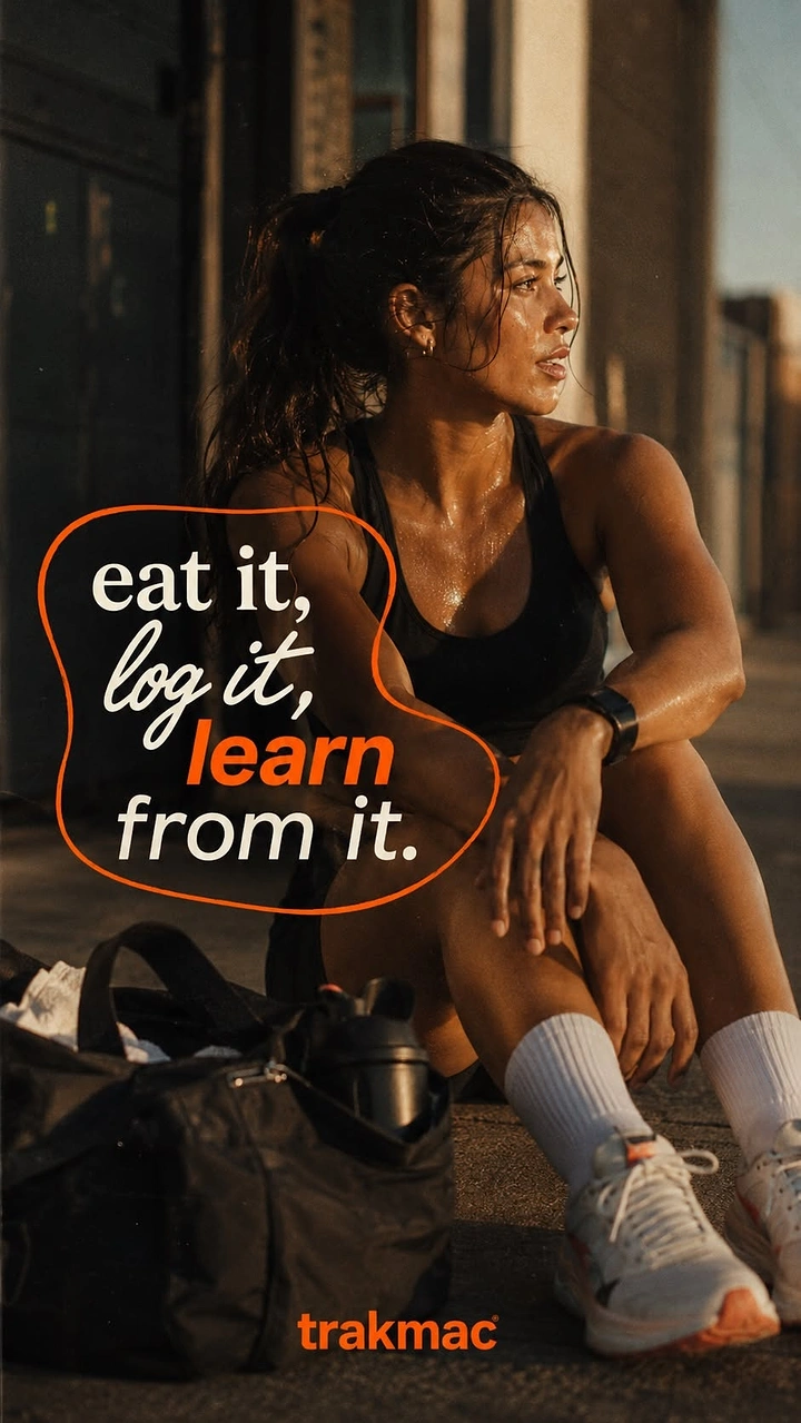 Nutritionists & Dietitians creative ad: Sweaty female athlete sitting on urban pavement after a workout