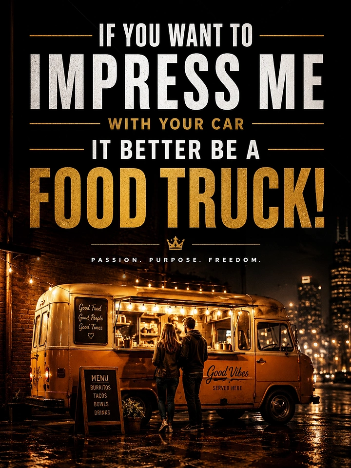 Cloud Kitchens & Food Trucks creative ad: Witty 'impress me with your car' copy