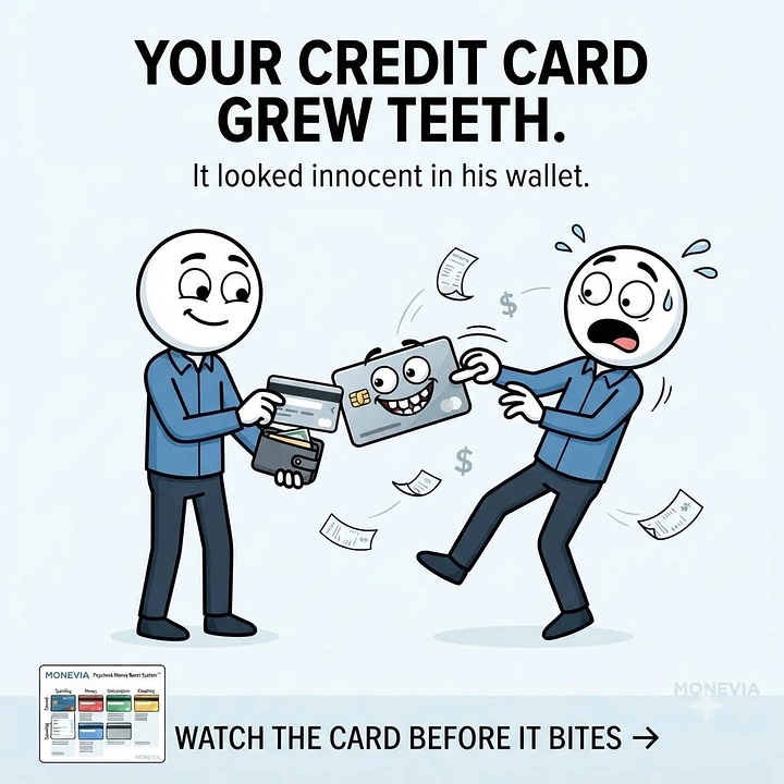 Credit Repair & Credit Score Services creative ad: Credit card grows teeth metaphor